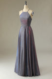 Glitter Purple Long Formal Dress