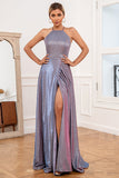 Glitter Purple Long Formal Dress