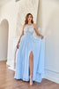Load image into Gallery viewer, Halter Light Blue Bridesmaid Dress