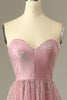 Load image into Gallery viewer, A Line Sweetheart Blush Formal Dress with Criss Cross Back