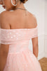 Load image into Gallery viewer, Pink Off Shoulder Hearts Formal Dress