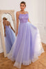 Load image into Gallery viewer, Light Purple Sequins Formal Dress with Slit