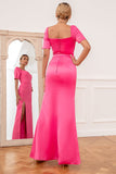 Sheath Sweetheart Fuchsia Long Formal Dress with Split Front