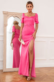 Sheath Sweetheart Fuchsia Long Formal Dress with Split Front