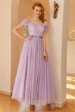 Purple A Line Formal Dress (Belt is Not Included)