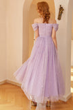 Purple A Line Formal Dress (Belt is Not Included)