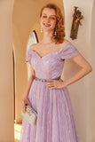 Purple A Line Formal Dress (Belt is Not Included)