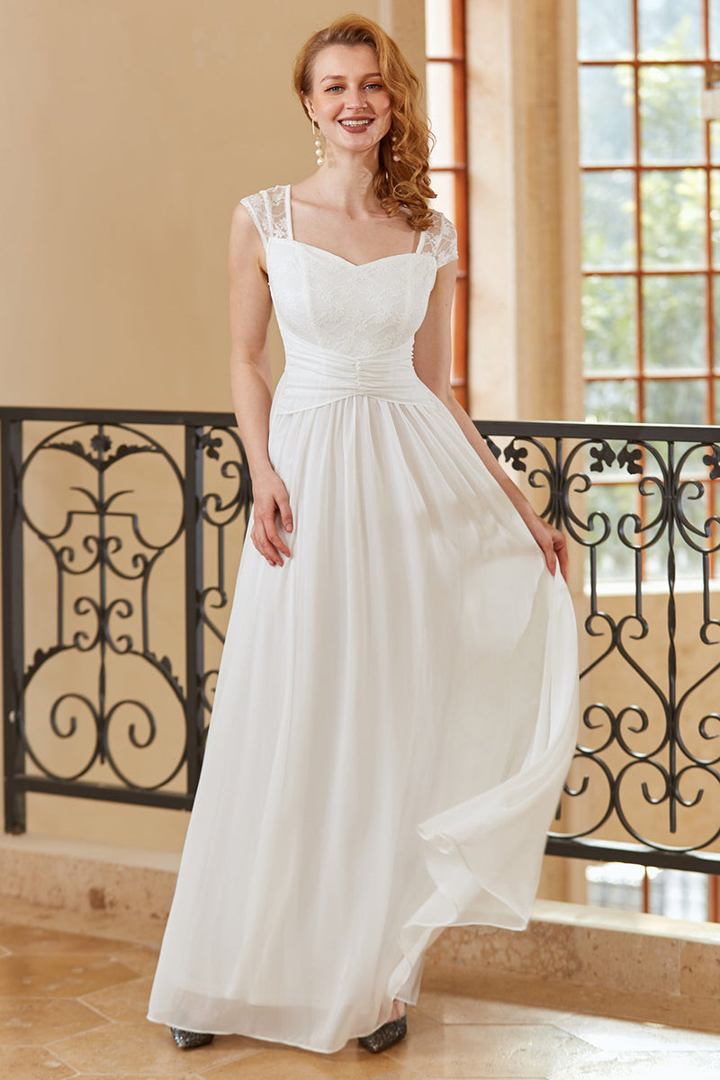 Load image into Gallery viewer, Elegant A Line Sweetheart White Long Lace Dress