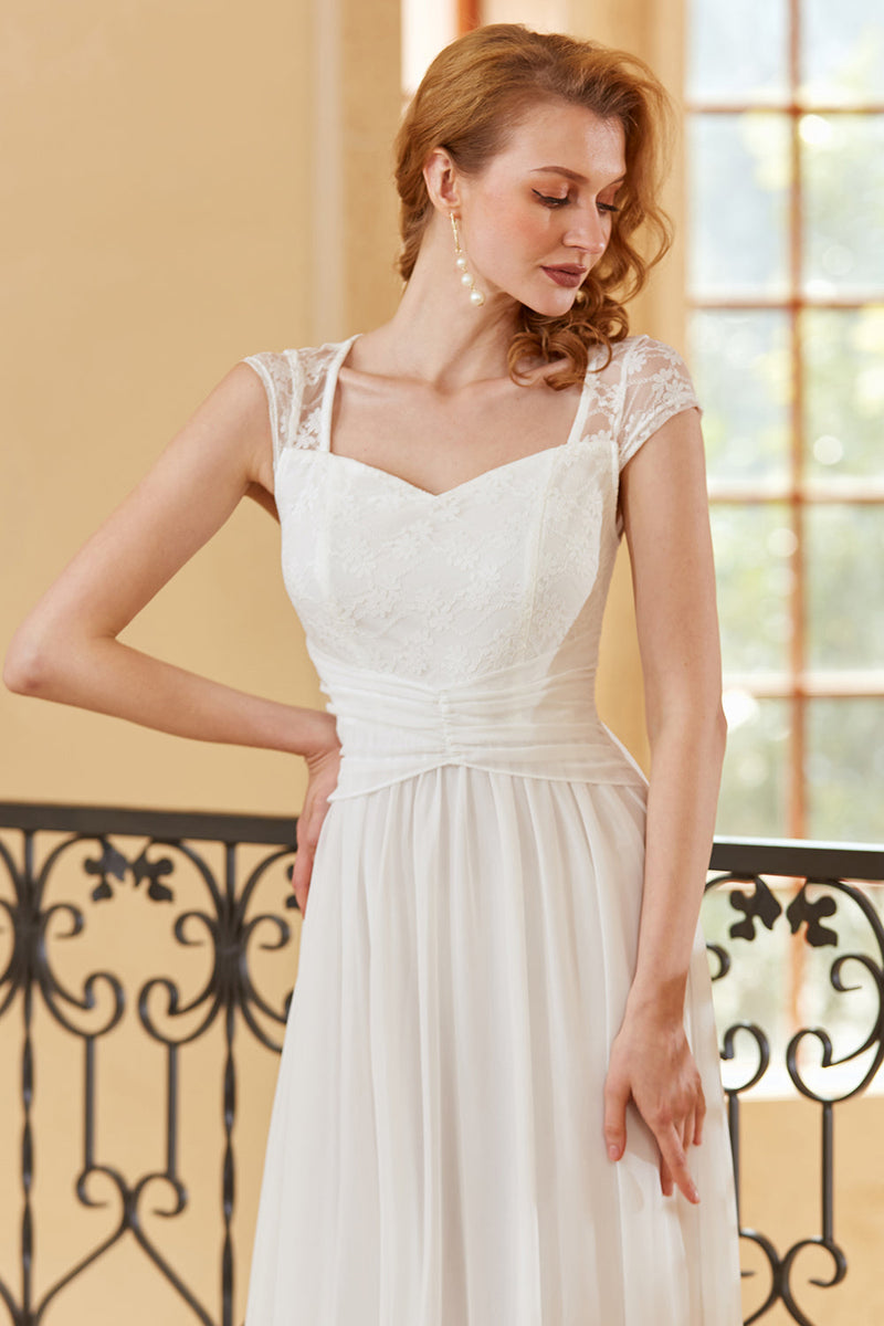 Load image into Gallery viewer, Elegant A Line Sweetheart White Long Lace Dress