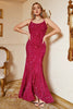 Load image into Gallery viewer, Hot Pink Sequin Mermaid Plus Size Prom Dress with Lac-up Back
