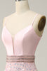 Load image into Gallery viewer, A Line Spaghetti Straps Pink Long Formal Dress with Beading