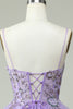 Load image into Gallery viewer, A Line Spaghetti Straps Purple Long Formal Dress with Appliques