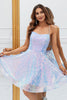 Load image into Gallery viewer, Sparkly Light Blue A-Line Sequins Short Formal Dress