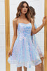 Load image into Gallery viewer, Sparkly Light Blue A-Line Sequins Short Formal Dress