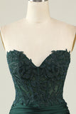 Strapless Dark Green Short Cocktail Dress with Beading