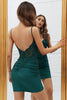 Load image into Gallery viewer, Sheath Spaghetti Straps Dark Green Short Formal Dress with Beading