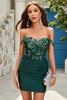 Load image into Gallery viewer, Sheath Off the Shoulder Dark Green Short Formal Dress with Appliques