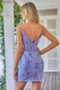 Load image into Gallery viewer, Sparkly Purple Corset Short Formal Dress with Appliques