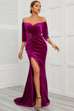 Mermaid Off the Shoulder Formal Dress with Split Front