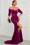 Mermaid Off the Shoulder Formal Dress with Split Front