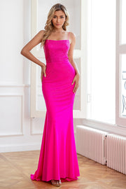 Glitter Hot Pink Mermaid Sequin Formal Dresses