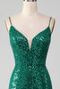 Load image into Gallery viewer, Sparkly Dark Green Beaded Sequins Long Formal Dress with Slit