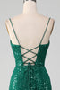 Load image into Gallery viewer, Sparkly Dark Green Beaded Sequins Long Formal Dress with Slit