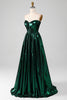 Load image into Gallery viewer, Glitter Dark Green Corset Metallic Long Formal Dress