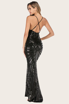Black Mermaid Sequin Long Formal Dress