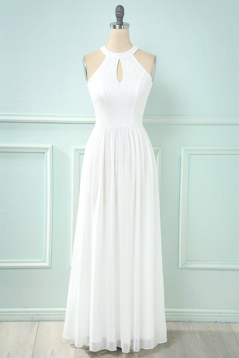 Load image into Gallery viewer, Halter Keyhole Lace Chiffon Bridesmaid Dress
