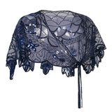 1920s Blue Flower Sequin Women Cape