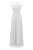 Load image into Gallery viewer, Elegant White Long Lace Dress with Cap Sleeves