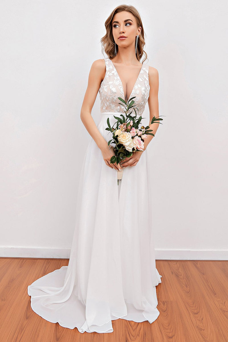 Load image into Gallery viewer, White Embroidery Wedding Dress