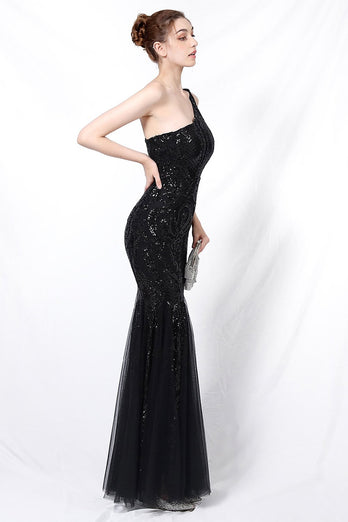 Mermaid One Shoulder Formal Dress with Appliques