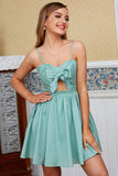 Blue Spaghetti Straps Short Party Dress