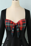 Plaid 1950s Dress with Long Sleeves