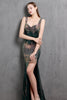 Load image into Gallery viewer, Gold Mermaid Sequin V Neck Formal Dress
