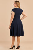 Navy Plus Size Vintage Swing Dress