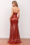 Red Sequin Mermaid Long Formal Dress