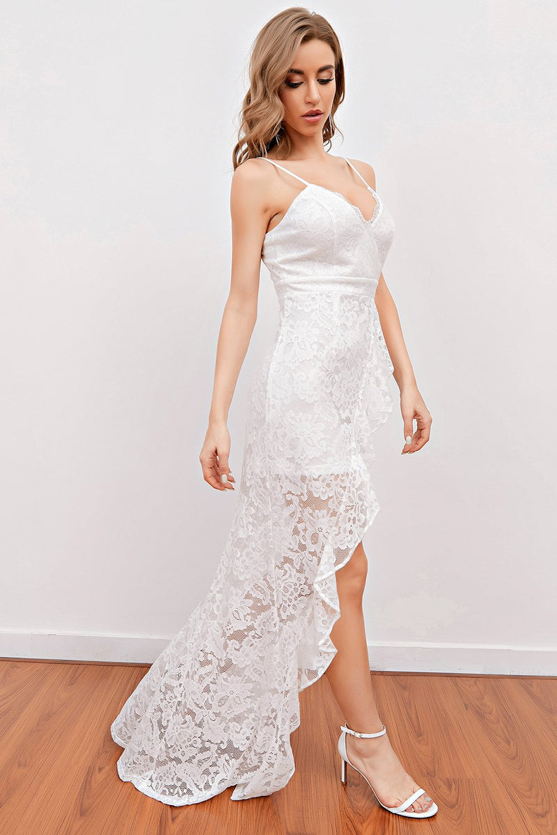 Load image into Gallery viewer, White Lace Beach Wedding Dress