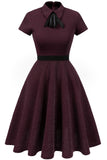 Burgundy 50s Vintage Dress with Sleeves