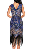 1920s Vintage Royal Blue Sequins Flapper Dress