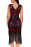 Red Glitter Fringe 1920s Flapper Dress