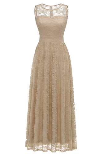 Champagne Long Lace Formal Dress
