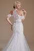 Load image into Gallery viewer, White Mermaid Halter Sweep Train Wedding Dress with Lace