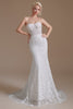 Load image into Gallery viewer, White Mermaid Lace Detachable Puff Sleeves Sweep Train Bridal Dress