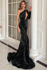 Load image into Gallery viewer, One Shoulder Sequins Mermaid Formal Dress