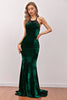 Load image into Gallery viewer, Dark Green Mermaid Velvet Long Evening Dress