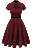 Burgundy 50s Vintage Dress with Sleeves