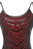 Black Red Spaghetti Straps 1920s Dress